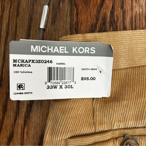 Michael Kors Men's Camel Chinos Marica Corduroy, 33W x 30L, NWT - Picture 2 of 7